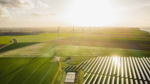 solar panels and wind farm
