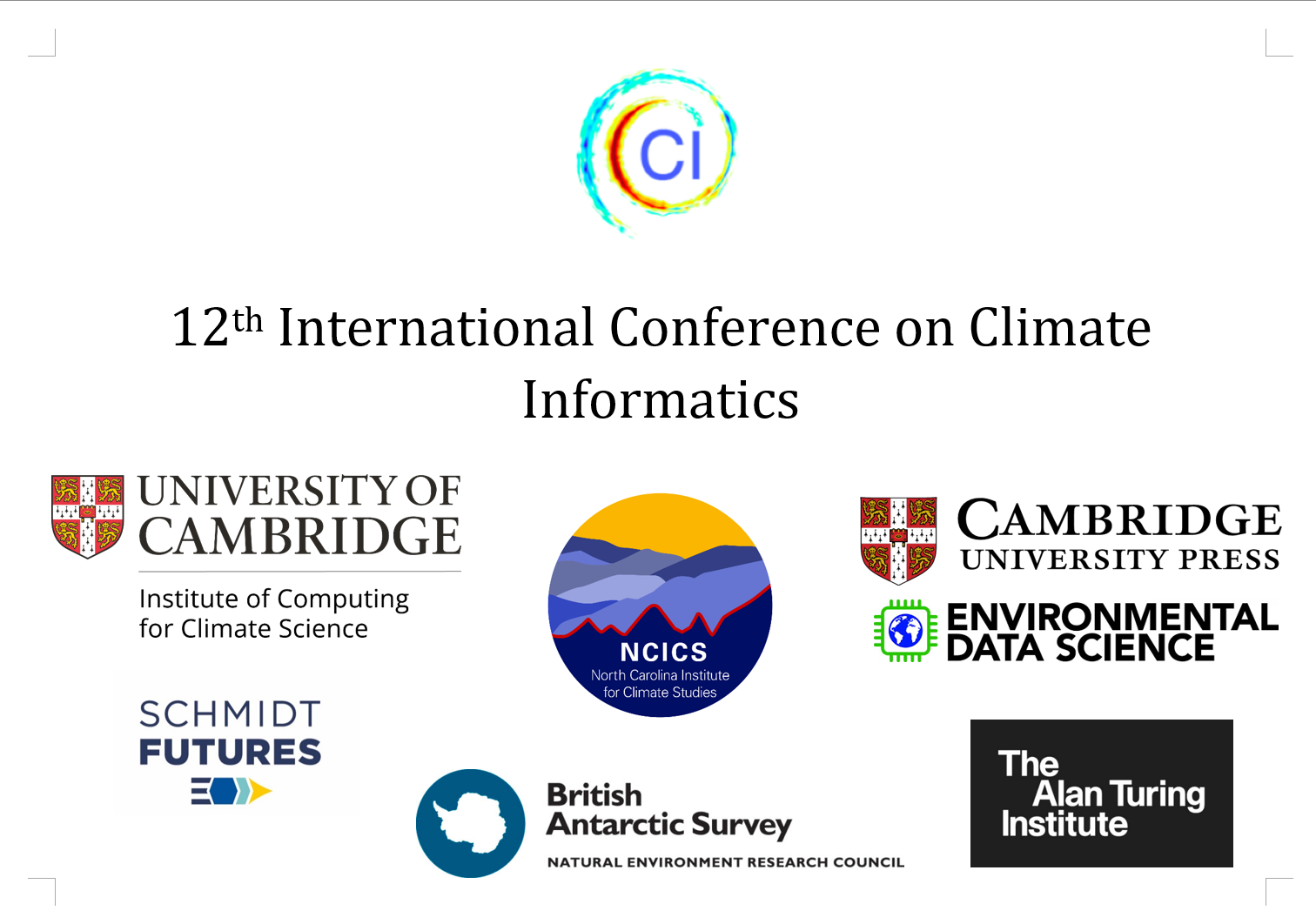 Logos for Climate Informatics conferene and partners